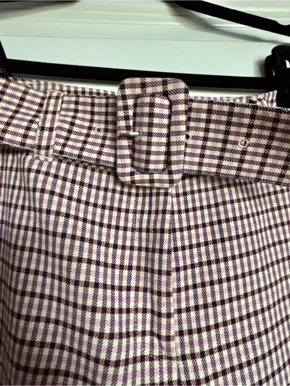 Cinq a sept Cream, Brown, and Pink Checked Trousers - Picture 4 of 5